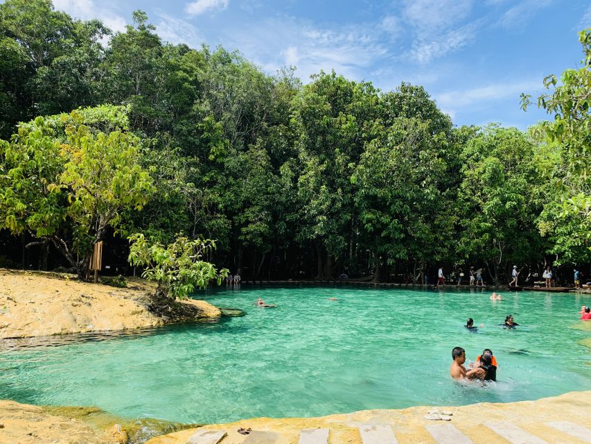 Ao Nang: Hot Spring, Emerald Pool & Tiger Cave Temple Tour - Soaking at the Hot Spring Waterfall