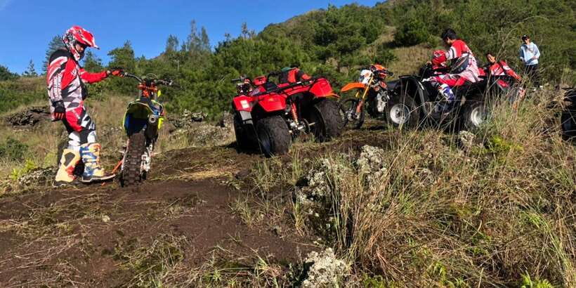 Bali: ATV Batur Sunrise, Lava, Pine Forest and Hot Spring - Riding an ATV toward sunrise