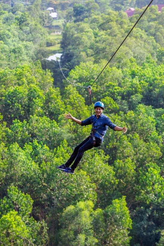 Hue: Full-day Nature’s Bliss From Hot Springs To Zip Line - Testing your balance on the highwire course