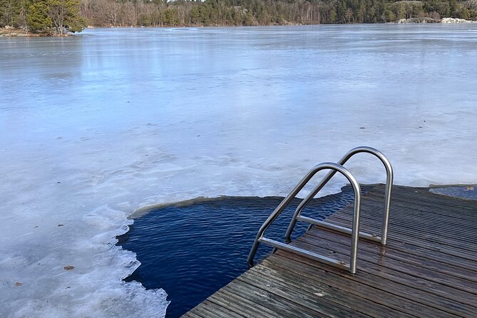 Icebathing and Sauna, Forest Hike and Fireplace Lunch - Private - The lake plunge: a thrill with an easy exit
