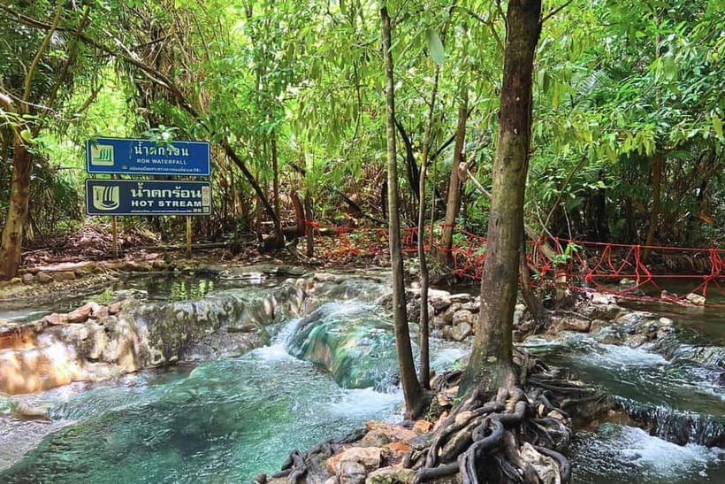Krabi: Emerald Pool, Hot Springs, and Kayaking Tour - Soaking at the Hot Spring Waterfall