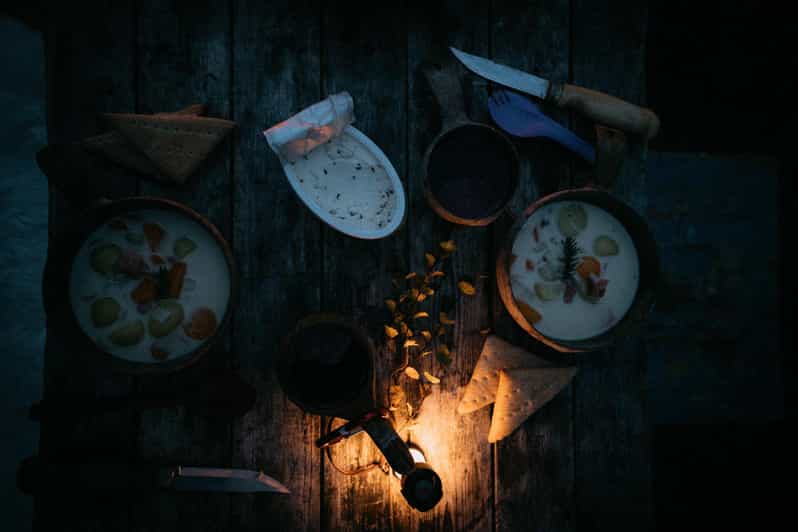 Private Traditional Sauna, Ice Dip and Dinner in the Wild - A three-course Lappish dinner in the cabin