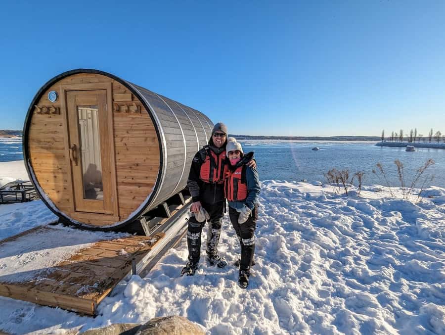 Quebec City: Sunset Ice Canoe Experience with Sauna - Using oars and crampons on the St. Lawrence