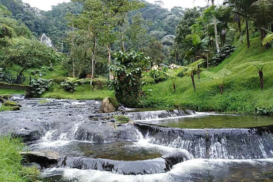 Santa Rosa de Cabal Thermal Hot Springs - The waterfall and first thermal spring