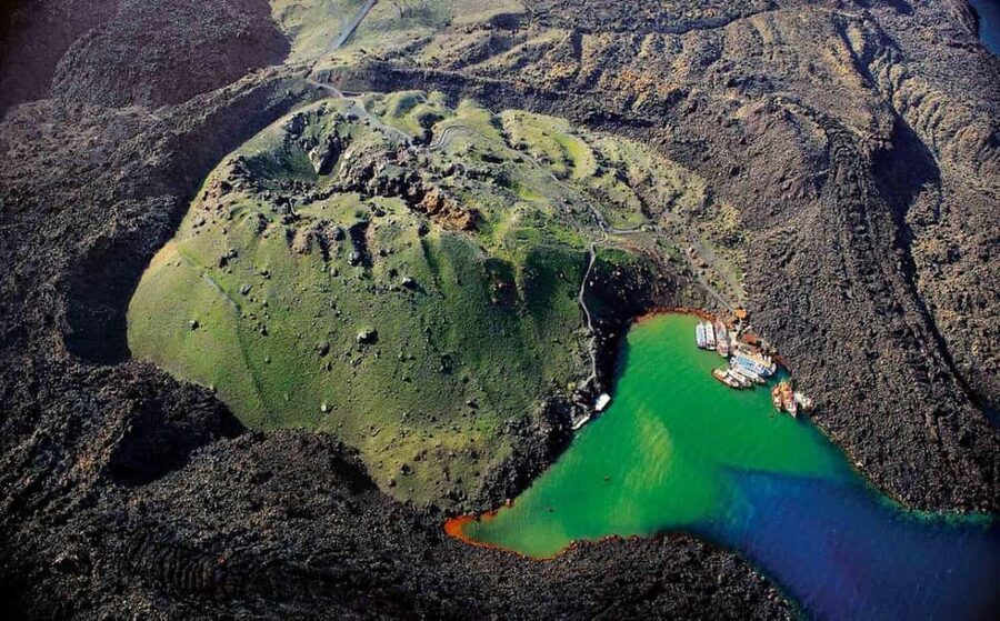 Santorini Volcano, Hot Springs Adventure - Swimming from the boat at Palea Kameni