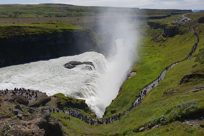 Small-Group Golden Circle, Hvammsvík Spa with Ticket & Crater - Gullfoss, where the river drops in two stages