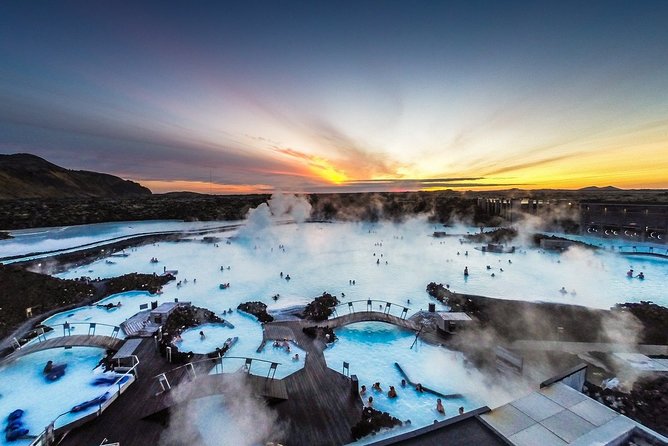 Unique bathing in an Icelandic hot springs at the Blue Lagoon - Entering the milky blue water